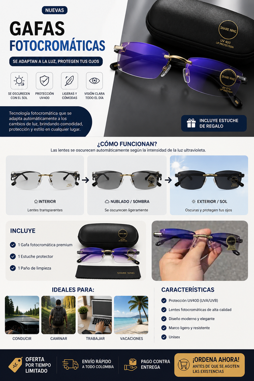 gafas pf fotocromaticas + estuche
